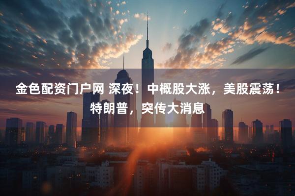 金色配资门户网 深夜！中概股大涨，美股震荡！特朗普，突传大消息